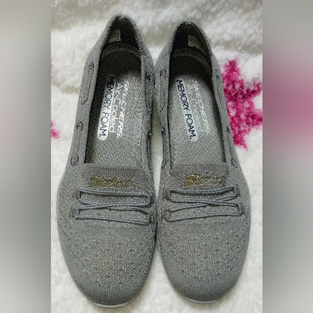 Skechers St Newberry Charcoal Grey Knit Loafers, Size 7
